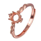 925 Silver Gold Plated Round 5x5mm Gemstones Ring Setting