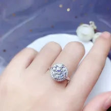 925 Silver Gold-Plated Silver Ring Settings For 6.5 8 9mm Round Jade/Crystal/Moissanite