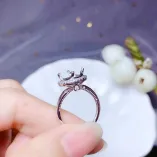 925 Silver Gold-Plated Silver Ring Settings For 6.5 8 9mm Round Jade/Crystal/Moissanite