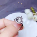 925 Silver Gold-Plated Silver Ring Settings For 6.5 8 9mm Round Jade/Crystal/Moissanite