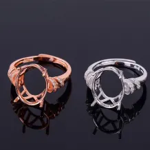925 Silver Gold-Plated Simple Ring Setting Oval 10x14mm Ring Empty Setting Bare Stone Inlay