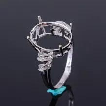 925 Silver Gold-Plated Simple Ring Setting Oval 10x14mm Ring Empty Setting Bare Stone Inlay