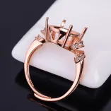 925 Silver Gold-Plated Simple Ring Setting Oval 10x14mm Ring Empty Setting Bare Stone Inlay