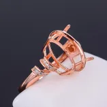 925 Silver Gold-Plated Simple Ring Setting Oval 10x14mm Ring Empty Setting Bare Stone Inlay