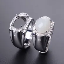 925 Silver Gold Plated Simplicity Ring Setting For 10x12mm Gemstone