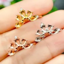 925 Silver Gold Plated Teardrop Ring Setting for 3x5mm Gemstones