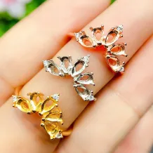 925 Silver Gold Plated Teardrop Ring Setting for 3x5mm Gemstones