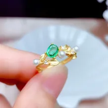 925 Silver Plated Gold Antique Gold-Plated Ring Setting For 4x5mm Oval Emerald