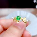925 Silver Plated Gold Antique Gold-Plated Ring Setting For 4x5mm Oval Emerald