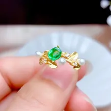 925 Silver Plated Gold Antique Gold-Plated Ring Setting For 4x5mm Oval Emerald