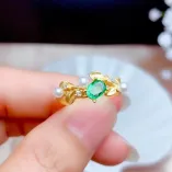 925 Silver Plated Gold Antique Gold-Plated Ring Setting For 4x5mm Oval Emerald