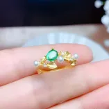 925 Silver Plated Gold Antique Gold-Plated Ring Setting For 4x5mm Oval Emerald