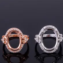 925 Silver Plated Gold Double Heart Shaped Diamond For Oval 10x14 12x16mm Gemstones