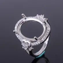 925 Silver Plated Gold Double Heart Shaped Diamond For Oval 10x14 12x16mm Gemstones