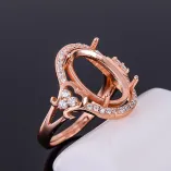 925 Silver Plated Gold Double Heart Shaped Diamond For Oval 10x14 12x16mm Gemstones