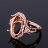 925 Silver Plated Gold Double Heart Shaped Diamond For Oval 10x14 12x16mm Gemstones