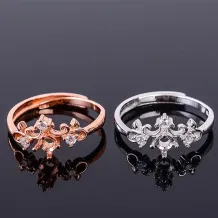 925 Silver Plated Gold Green Leaf Vine Ring Settings For Round 4x4mm Gemstones