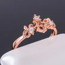 925 Silver Plated Gold Green Leaf Vine Ring Settings For Round 4x4mm Gemstones