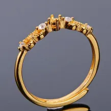 925 Silver Plated Gold Simplicity Ring Settings Round 2x2 Gemstones