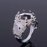 925 Silver Plated Gold Vintage Ring Setting No Stone Round 11x11mm Gemstones