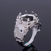 925 Silver Plated Gold Vintage Ring Setting No Stone Round 11x11mm Gemstones