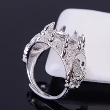 925 Silver Plated Gold Vintage Ring Setting No Stone Round 11x11mm Gemstones