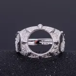 925 Silver Plated Gold Vintage Ring Setting No Stone Round 11x11mm Gemstones