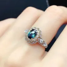 925 Silver With 18k Gold Plating Set With 5×7mm Oval-Cut Colored Gemstone