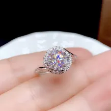 925 Sterling Silver 18k Gold Plated Ring Setting For 6.5/8/9/11mm Round Moissanite