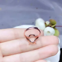 925 Sterling Silver 18K Gold-Plated Ring Setting For 8x12mm Oval Jade/Colored Gemstones