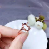 925 Sterling Silver 18K Gold-Plated Ring Setting For 8x12mm Oval Jade/Colored Gemstones