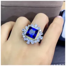 925 Sterling Silver 18k Gold-Plated Teardrop Halo Ring &amp; Pendant Setting For 10x10mm Square Gemstones