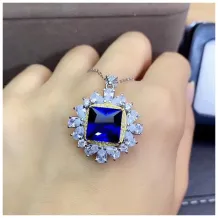 925 Sterling Silver 18k Gold-Plated Teardrop Halo Ring &amp; Pendant Setting For 10x10mm Square Gemstones