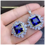 925 Sterling Silver 18k Gold-Plated Teardrop Halo Ring & Pendant Setting For 10x10mm Square Gemstones