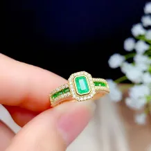 925 Sterling Silver Adjustable Bezel Ring Setting For 3x4mm Square Emerald Unset