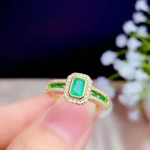 925 Sterling Silver Adjustable Bezel Ring Setting For 3x4mm Square Emerald Unset