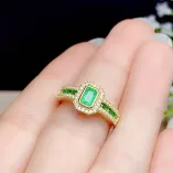 925 Sterling Silver Adjustable Bezel Ring Setting For 3x4mm Square Emerald Unset