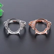 925 Sterling Silver DIY Ring Setting for 12x14mm Oval Jade