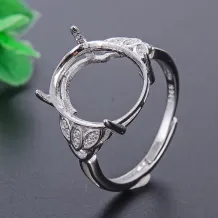 925 Sterling Silver DIY Ring Setting for 12x14mm Oval Jade