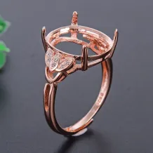 925 Sterling Silver DIY Ring Setting for 12x14mm Oval Jade
