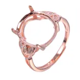 925 Sterling Silver DIY Ring Setting for 12x14mm Oval Jade