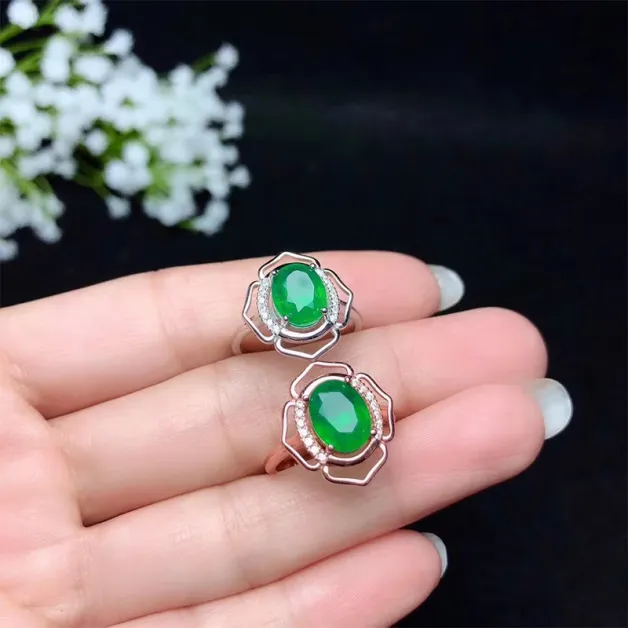 925 Sterling Silver Fashion Ring Setting for 7x9mm Oval Jade & Tourmaline (Unset)