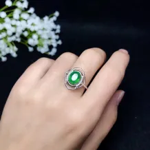 925 Sterling Silver Fashion Ring Setting for 7x9mm Oval Jade &amp; Tourmaline (Unset)