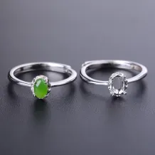 925 Sterling Silver Gold-Plated 4-Prong Ring Setting for 4x6mm Oval Cabochon