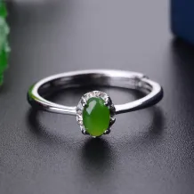 925 Sterling Silver Gold-Plated 4-Prong Ring Setting for 4x6mm Oval Cabochon