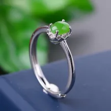 925 Sterling Silver Gold-Plated 4-Prong Ring Setting for 4x6mm Oval Cabochon