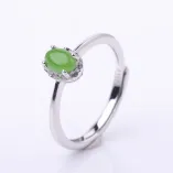 925 Sterling Silver Gold-Plated 4-Prong Ring Setting for 4x6mm Oval Cabochon
