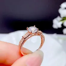 925 Sterling Silver Gold Plated Adjustable 6 Prong Ring Setting For 6.5mm (1ct) Round Moissanite