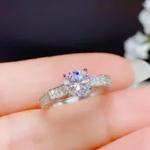 925 Sterling Silver Gold Plated Adjustable 6 Prong Ring Setting For 6.5mm (1ct) Round Moissanite