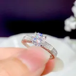 925 Sterling Silver Gold Plated Adjustable 6 Prong Ring Setting For 6.5mm (1ct) Round Moissanite